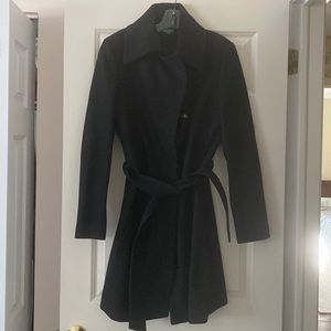 Black Wool Wrap Coat by United Colors of Benetton